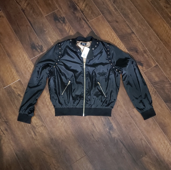 Forever 21 Jackets & Blazers - Forever 21 Gold Studded Satin Bomber Jacket